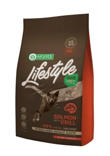 Nature’s Protection Lifestyle Sterilised Salmon Сухий беззерновий корм для стерилізованих котів з лососем, 1,5 кг