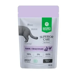 Nature’s Protection Superior Care Sterilised Grain Free Adult Cats with Rabbit, Chicken Breast and Cranberries Вологий корм для стерилізованих котів з кроликом, куркою і журавлиною, 85 г