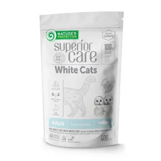 Nature’s Protection Superior Care White Cats Grain Free Herring Сухий беззерновий корм для дорослих котів з білим забарвленням з оселедцем, 400 г