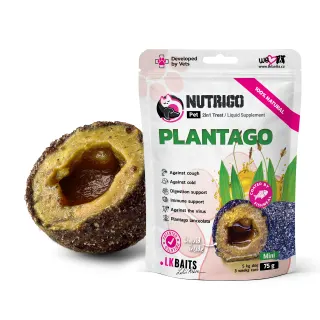 LK Baits Pet Nutrigo Plantago Mini Функціональні ласощі для собак дрібних порід з сиропом подорожника (Ø 15 мм), 75 г