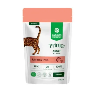 Nature’s Protection Prime Sterilised Adult Cats Salmon and Trout Вологий корм для стерилізованих котів з лососем і фореллю, 300 г