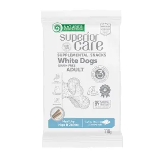 Nature’s Protection Superior Care White Dogs Healthy hips & joints Беззернові ласощі для дорослих собак із білим забарвленням з білою рибою, 110 г