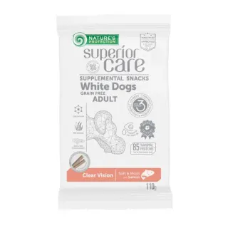 Nature’s Protection Superior Care White Dogs Clear Vision Беззернові ласощі для дорослих собак із білим забарвленням з лососем, 110 г