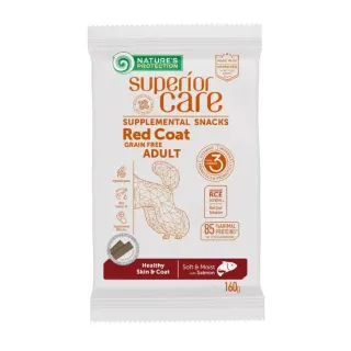 Nature’s Protection Superior Care Red Coat Healthy Skin & Coat Беззернові ласощі для дорослих собак з рудим забарвленням з лососем, 160 г