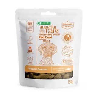 Nature’s Protection Superior Care Red Coat Weight Control Беззернові ласощі для дорослих собак із рудим або коричневим забарвленням з оселедцем, 150 г
