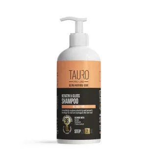 Tauro Pro Line Ultra Natural Care Keratin & Gloss Shampoo Кератиновий шампунь для шерсті собак і котів, 1000 мл
