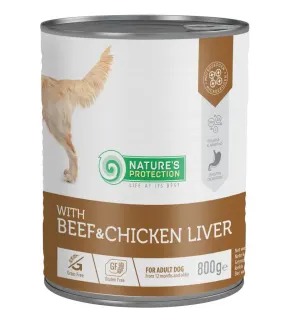 Nature’s Protection Adult Beef & Chicken Liver Вологий корм для собак з яловичиною і курячою печінкою, 800 г