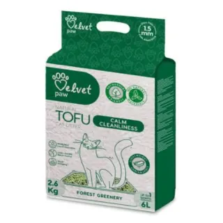 VELVET PAW TOFU Наповнювач для котів «Заспокійлива чистота», з есенцією лісової зелені, гранули 1.5 мм, 6 л/2,6 кг