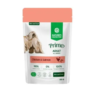 Nature’s Protection Prime Skin and Coat Adult Dogs Chicken and Salmon Вологий корм для собак для догляду за шкірою та шерстю з куркою і лососем, 85 г