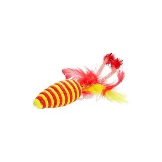 HIPPIE PET Іграшка для котів Мишка з пір’ям червона 16,5 см