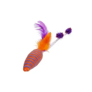 HIPPIE PET Іграшка для котів Мишка з пір’ям фіолетова 16,5 см