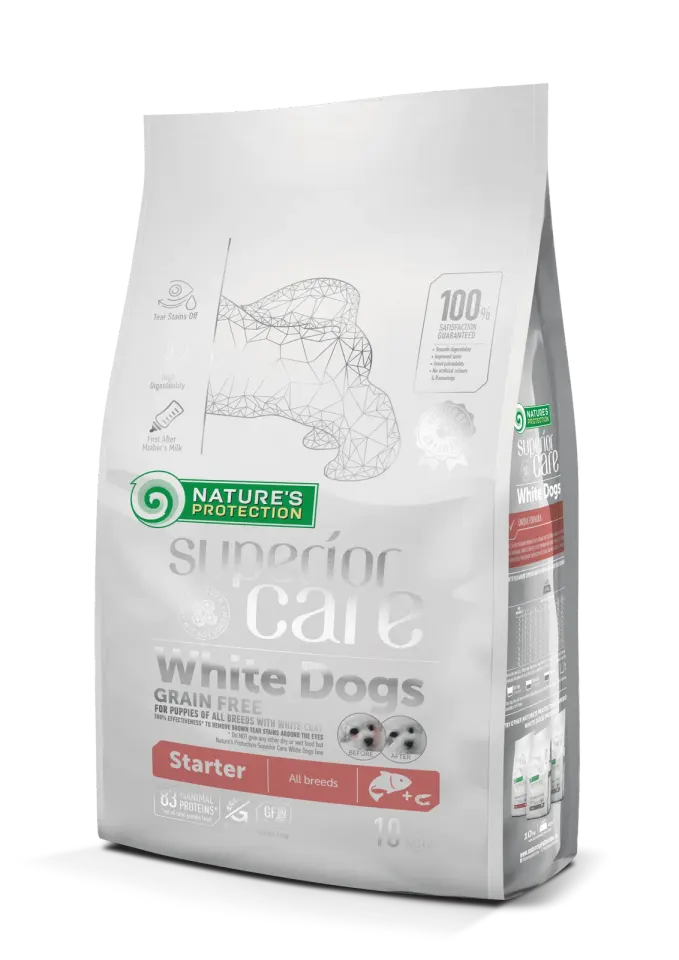 Nature’s Protection Superior Care White Dogs Grain Free Salmon Starter All Breeds Сухий беззерновий корм (стартер) для цуценят усіх порід з лососем, 10 кг