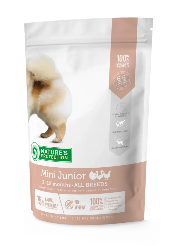 Nature’s Protection Mini Junior Small Breeds Сухий корм для цуценят малих порід з м’ясом птиці, 500 г