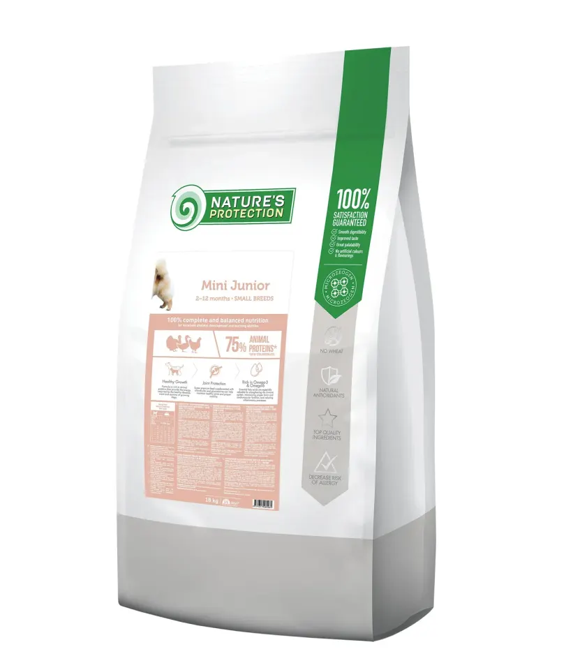 Nature’s Protection Mini Junior Small Breeds Сухий корм для цуценят малих порід з м’ясом птиці, 18 кг