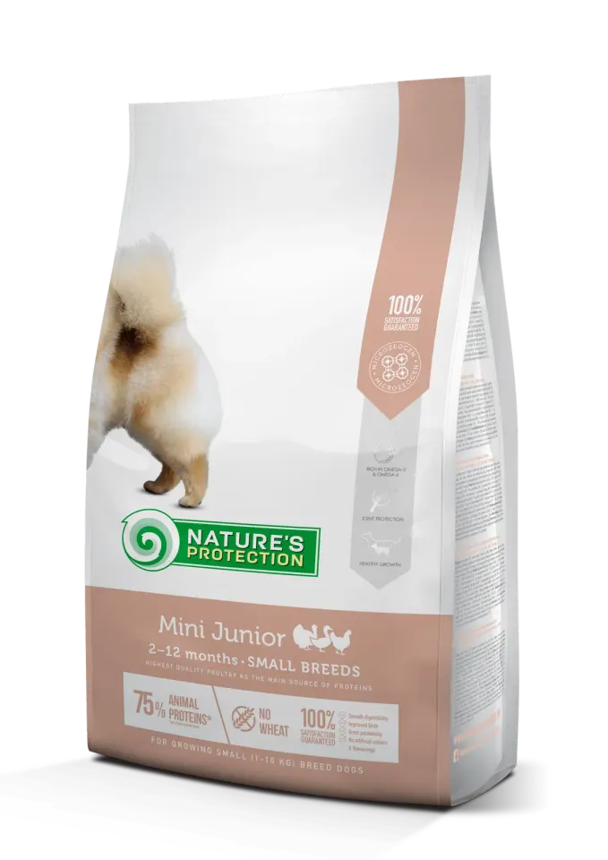 Nature’s Protection Mini Junior Small Breeds Сухий корм для цуценят малих порід з м’ясом птиці, 7,5 кг