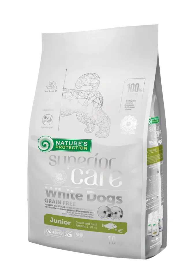Nature’s Protection Superior Care White Dogs Grain Free White Fish Junior Small Breeds Сухий беззерновий корм для юніорів малих порід з білою рибою, 10 кг