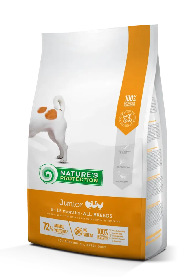 Nature’s Protection Junior All Breeds Сухий корм для цуценят усіх порід з м’ясом птиці, 2 кг
