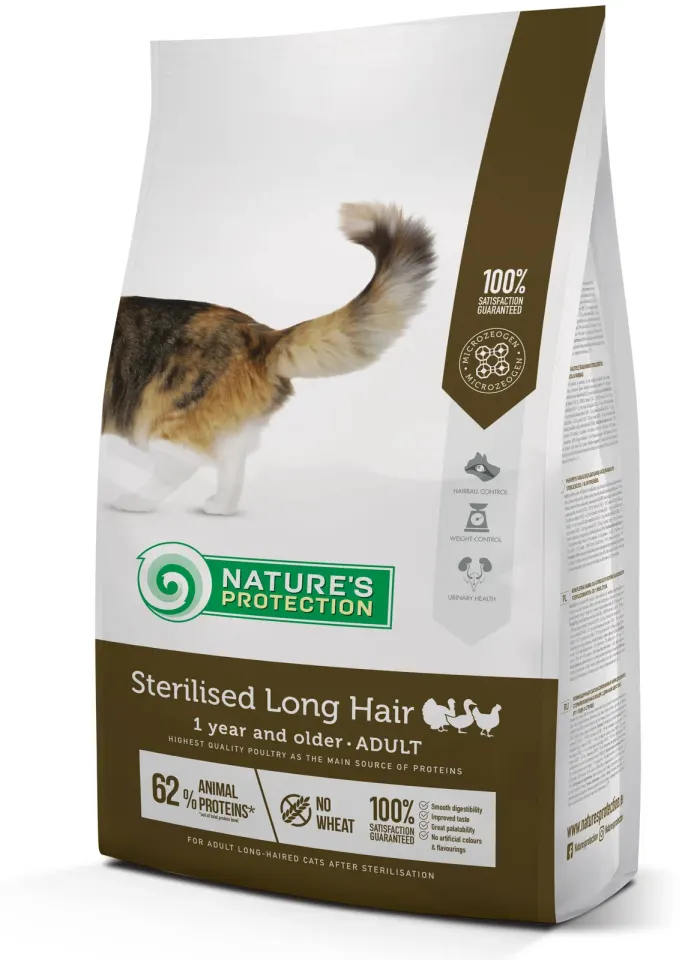 Nature’s Protection Sterilised Long Hair Сухий корм для дорослих довгошерстих стерилізованих котів, 2 кг