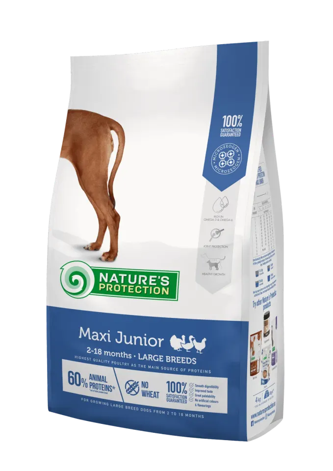 Nature’s Protection Maxi Junior Large Breeds Сухий корм для цуценят великих порід з м’ясом птиці, 4 кг