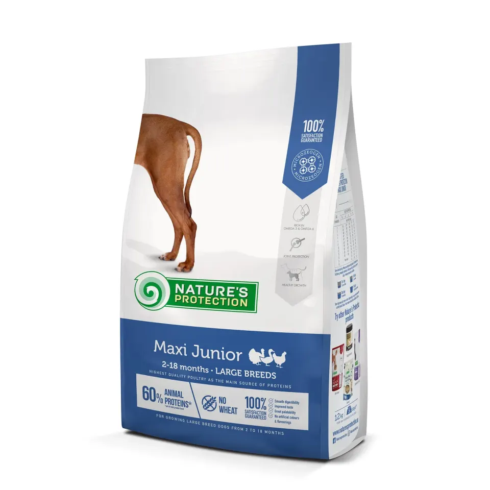 Nature’s Protection Maxi Junior Large Breeds Сухий корм для цуценят великих порід з м’ясом птиці, 12 кг