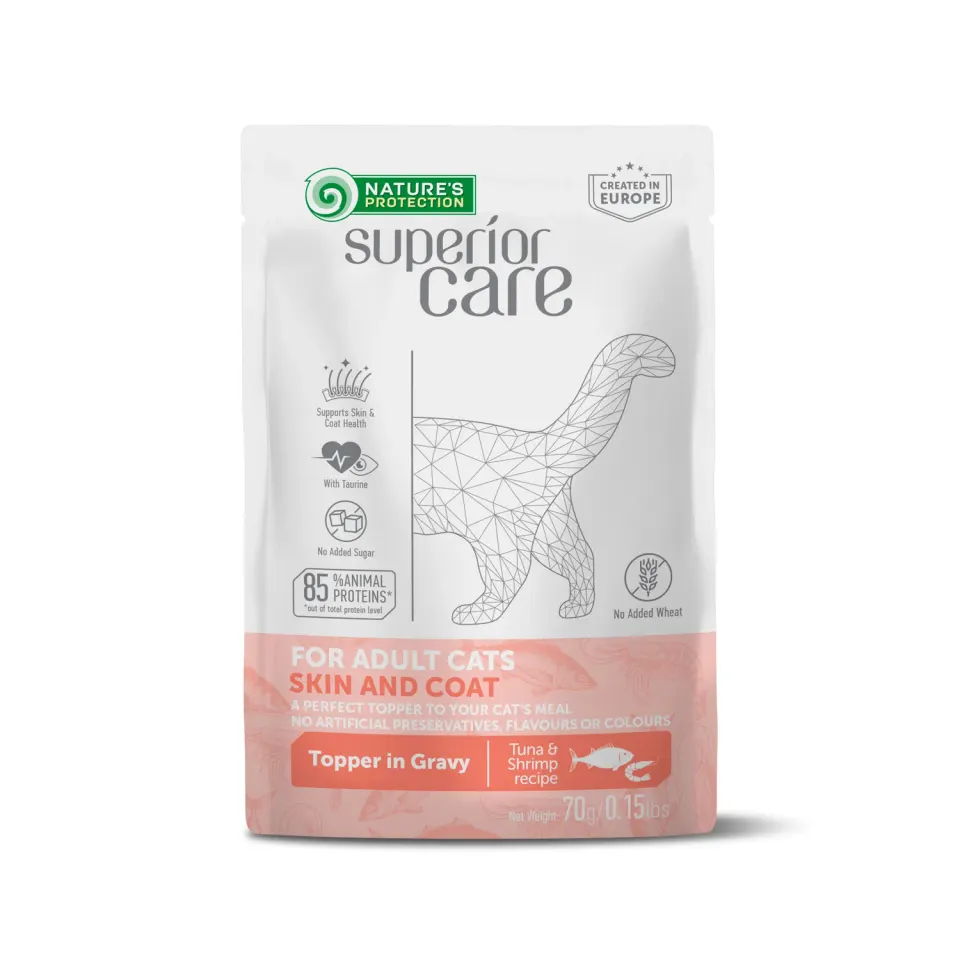Nature’s Protection Superior Care Adult Cats Skin&Coat Tuna & Shrimps Вологий корм для котів для догляду за шкірою та шерстю з тунцем і креветками, 70 г