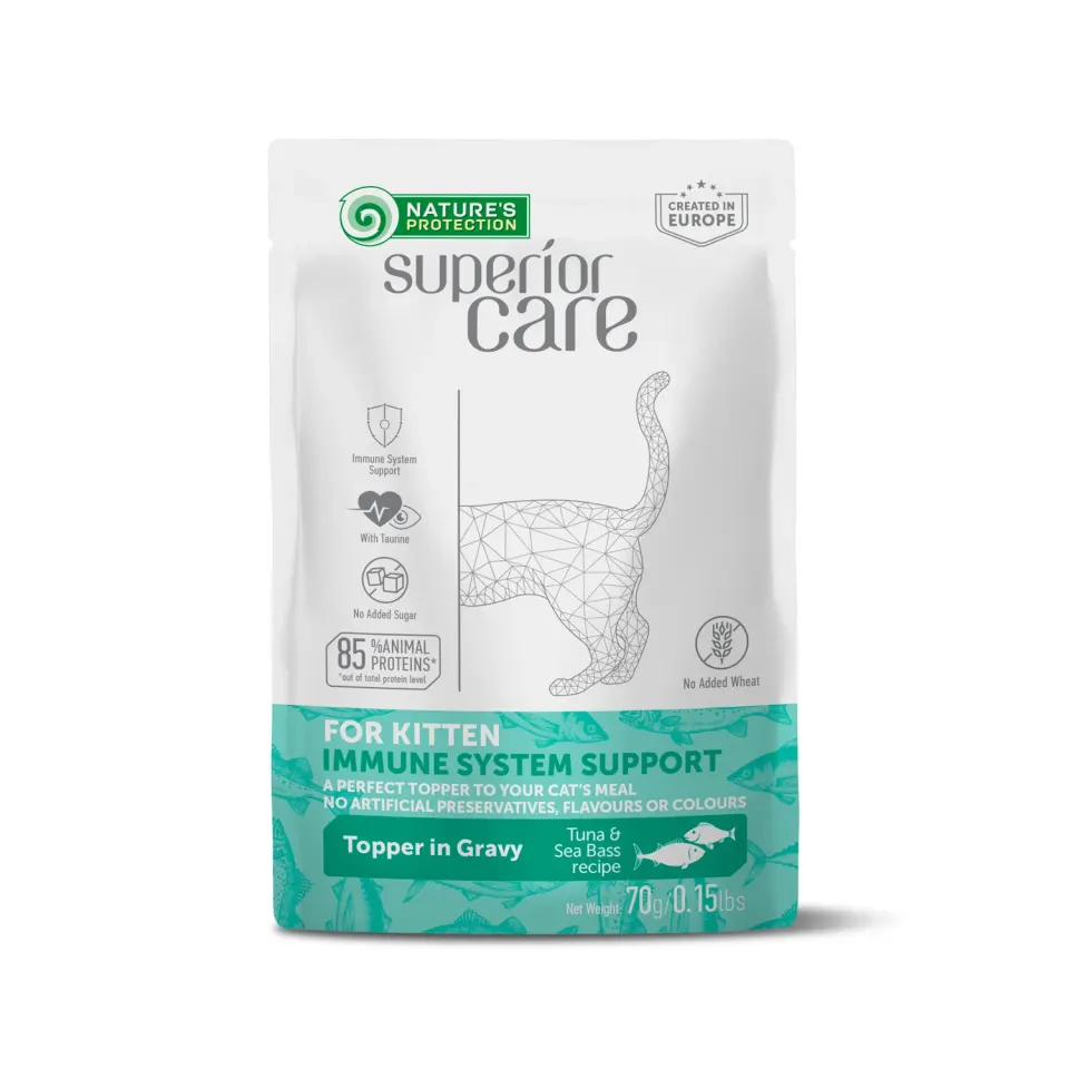 Nature’s Protection Superior Care Kitten Immune System Support Tuna & Sea Bass Вологий корм для кошенят для підтримки імунної системи з тунцем і морським окунем, 70 г
