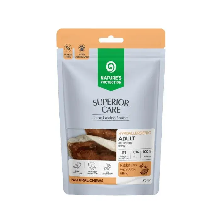 Nature’s Protection Superior Care Rabbit Ears with Duck Filling Ласощі для собак кролячі вушка з начинкою з качки, 75 г