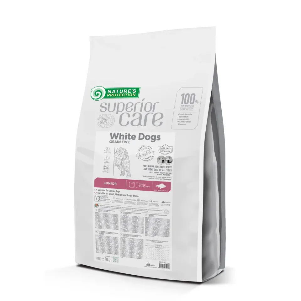 Nature’s Protection Superior Care White Dogs Grain Free White Fish Junior All Sizes Сухий беззерновий корм для юніорів усіх розмірів з білою рибою, 10 кг