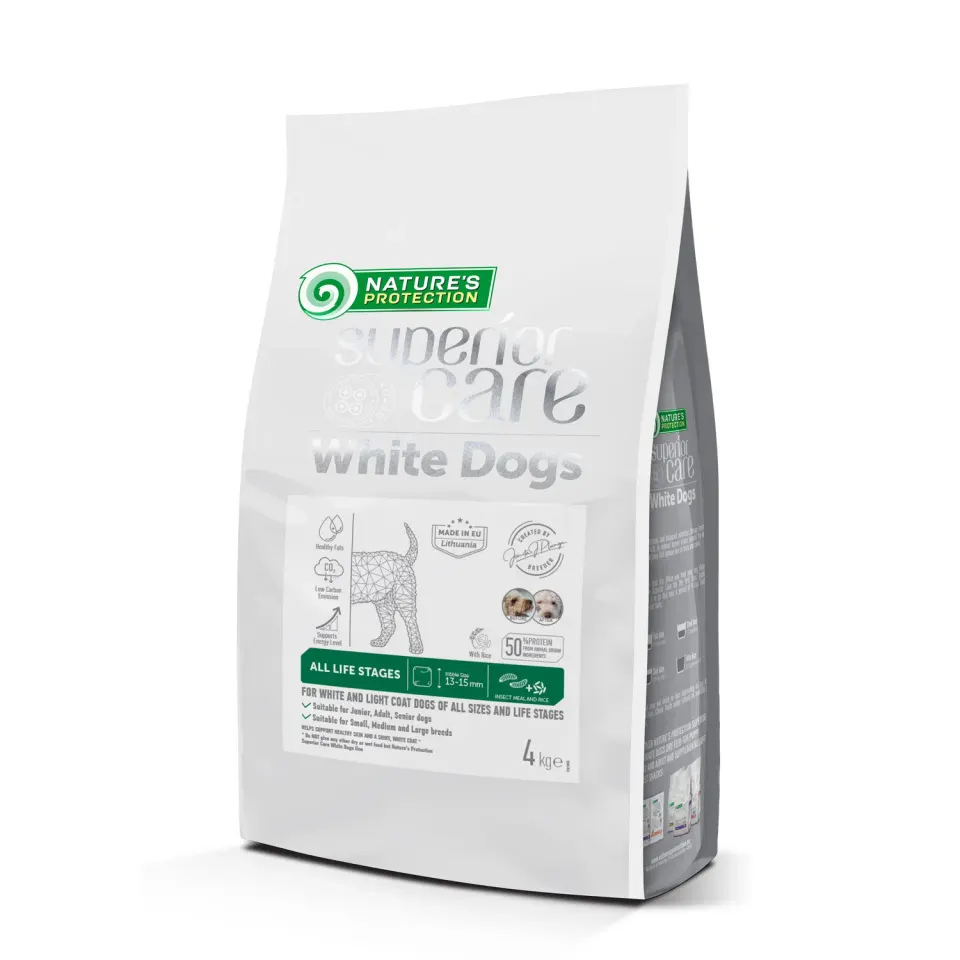 Nature’s Protection Superior Care White Dogs Insect All Sizes&Life Stages Сухий корм для собак усіх розмірів і стадій життя з протеїном комах, 4 кг