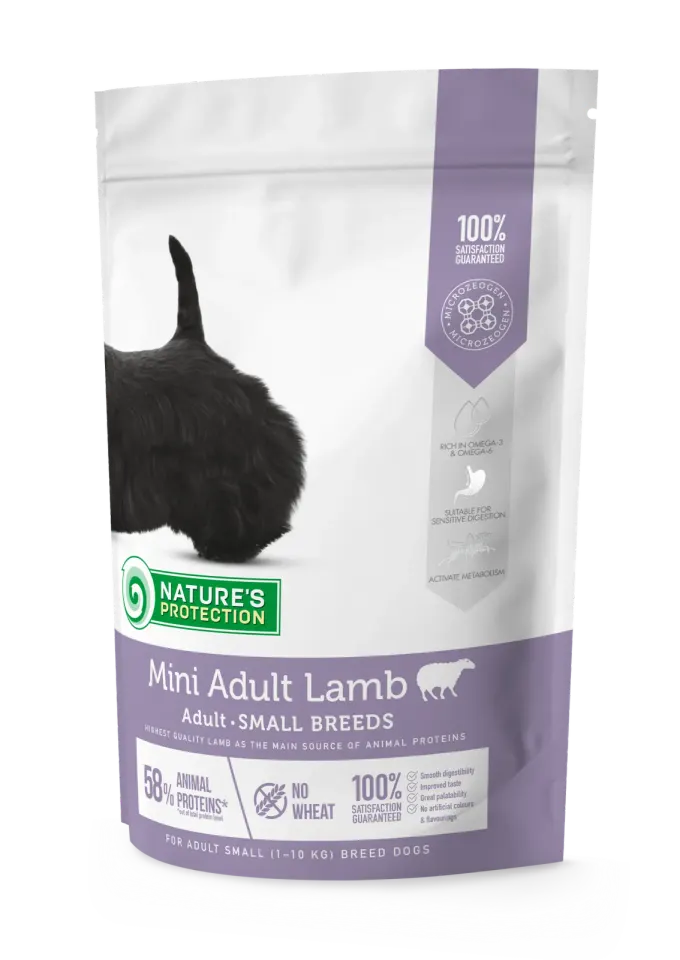 Nature’s Protection Mini Adult Lamb Small Breeds Сухий корм для дорослих собак малих порід з ягням, 500 г