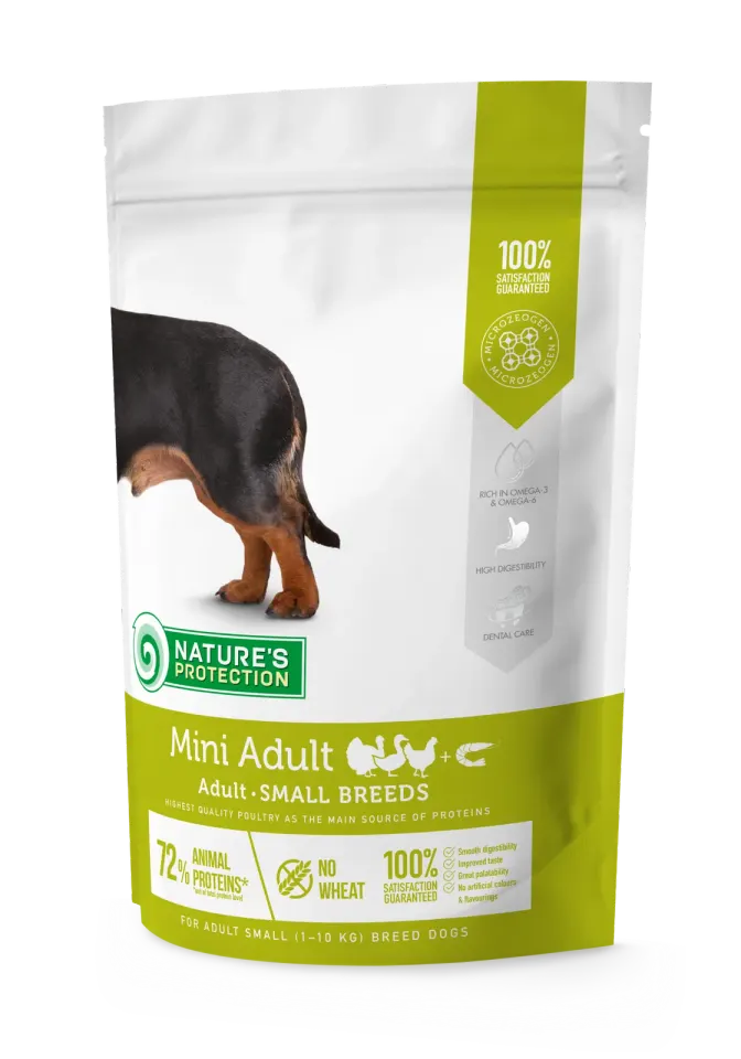 Nature’s Protection Mini Adult Small Breeds Сухий корм для дорослих собак малих порід з м’ясом птиці, 500 г