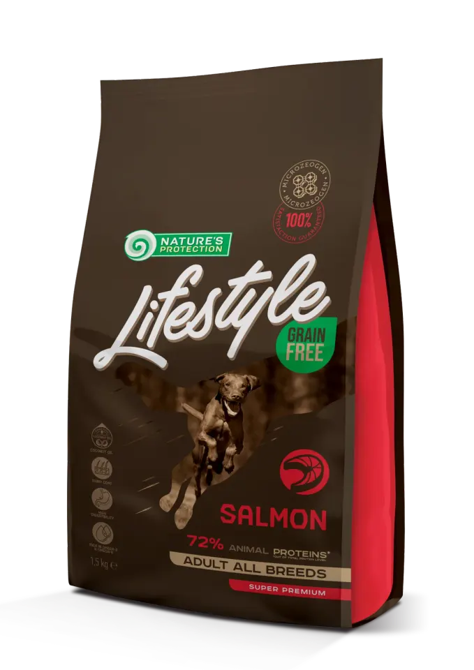 Nature’s Protection Lifestyle Grain Free Salmon Adult All Breeds Сухий беззерновий корм для собак усіх порід з лососем, 1,5 кг