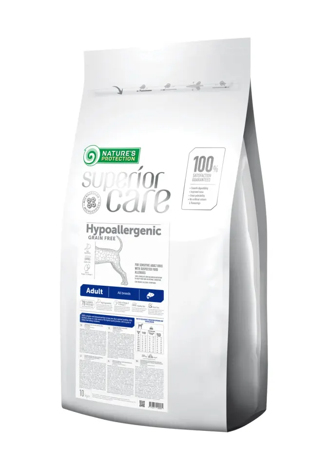 Nature’s Protection Superior Care Hypoallergenic Grain Free Adult All Breeds Сухий гіпоалергенний беззерновий корм для дорослих собак усіх порід з лососем, 10 кг