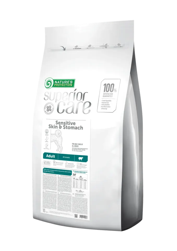 Nature’s Protection Superior Care Sensitive Skin&Stomach Adult All Breeds Сухий корм для дорослих собак усіх порід із чутливим травленням з ягням, 10 кг