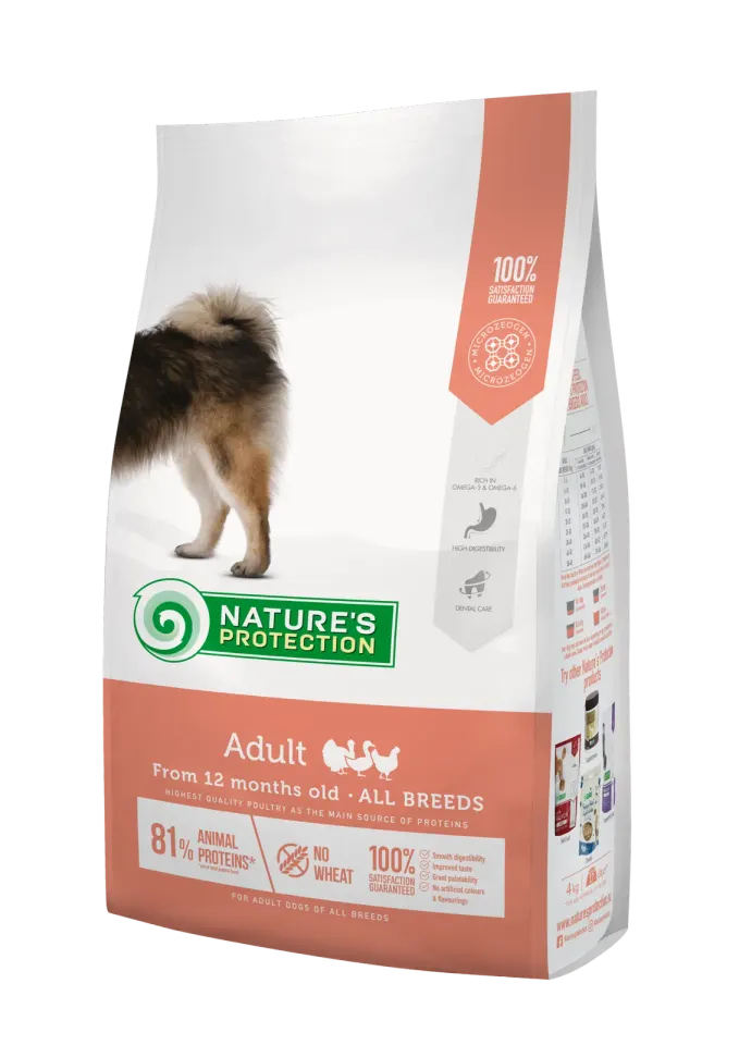 Nature’s Protection Adult All Breeds Сухий корм для дорослих собак усіх порід з м’ясом птиці, 4 кг