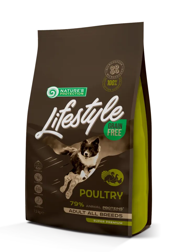 Nature’s Protection Lifestyle Grain Free Poultry Adult All Breeds Сухий беззерновий корм для собак усіх порід з м’ясом птиці, 1,5 кг