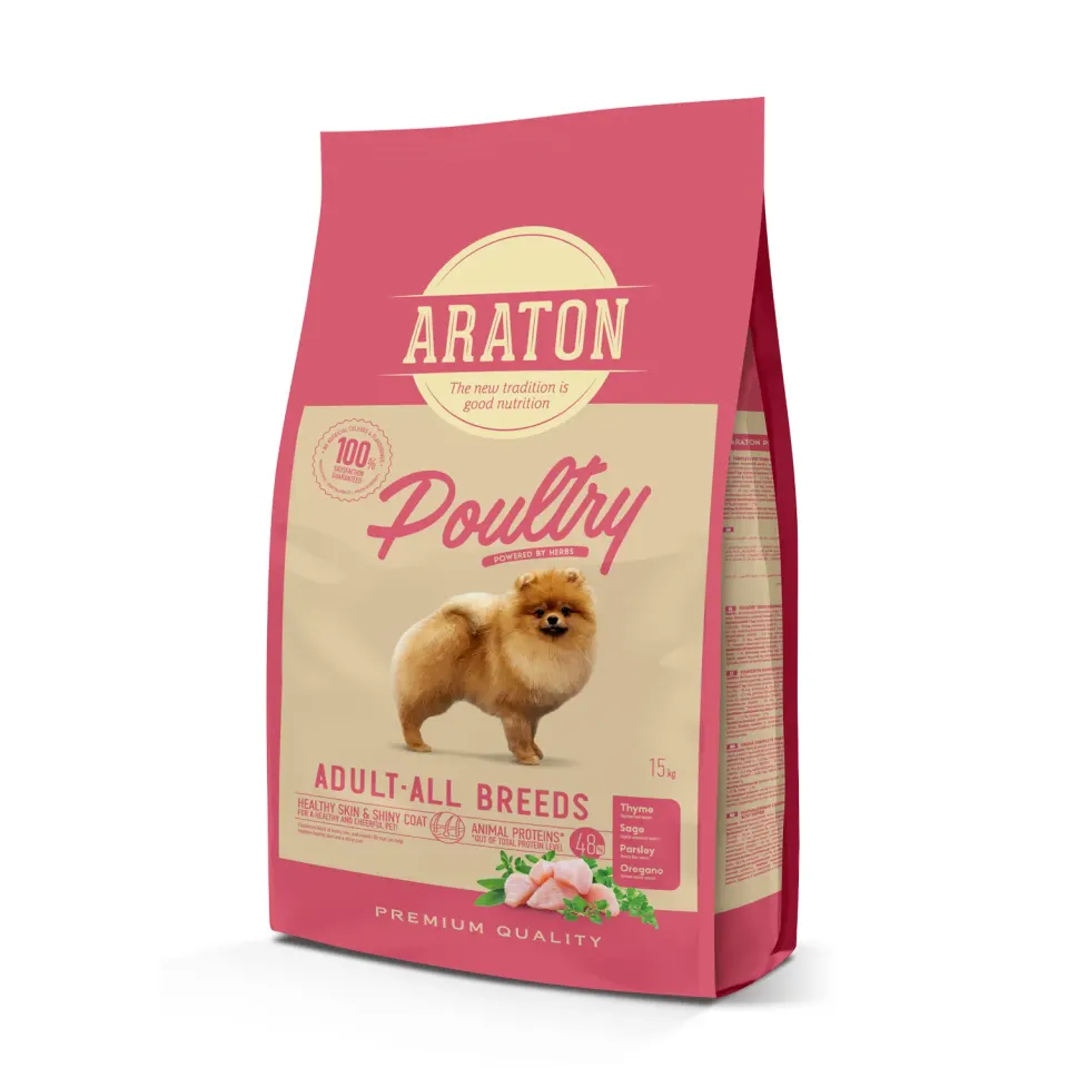 ARATON Poultry Adult All Breeds Cухий корм з м’ясом птиці для дорослих собак всіх порід 15 кг
