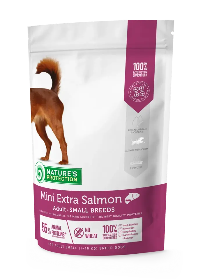 Nature’s Protection Mini Extra Salmon Adult Small Breeds Сухий корм для дорослих собак малих порід з лососем, 500 г