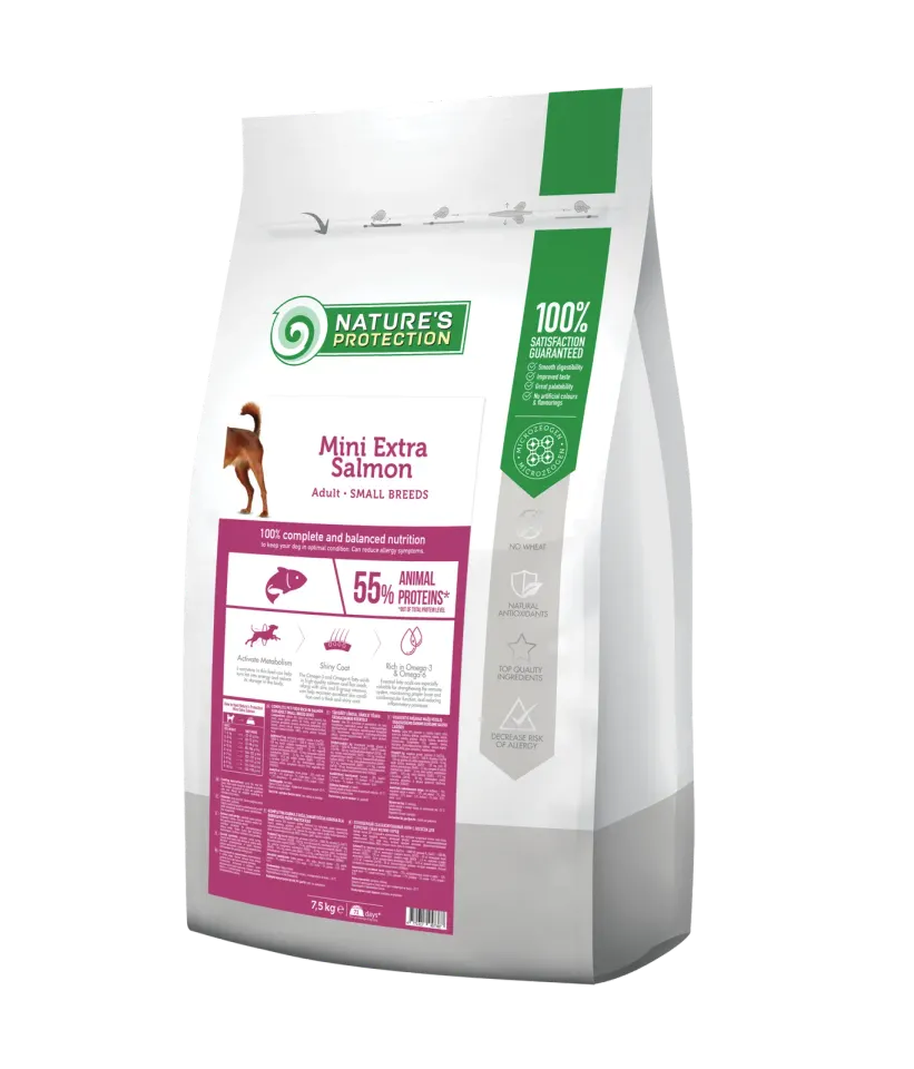 Nature’s Protection Mini Extra Salmon Adult Small Breeds Сухий корм для дорослих собак малих порід з лососем, 7,5 кг