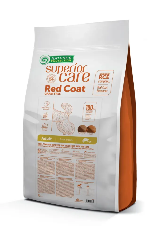 Nature’s Protection Superior Care Red Coat Grain Free Salmon Adult Small Breeds Сухий беззерновий корм для дорослих собак малих порід з рудим забарвленням з лососем, 10 кг