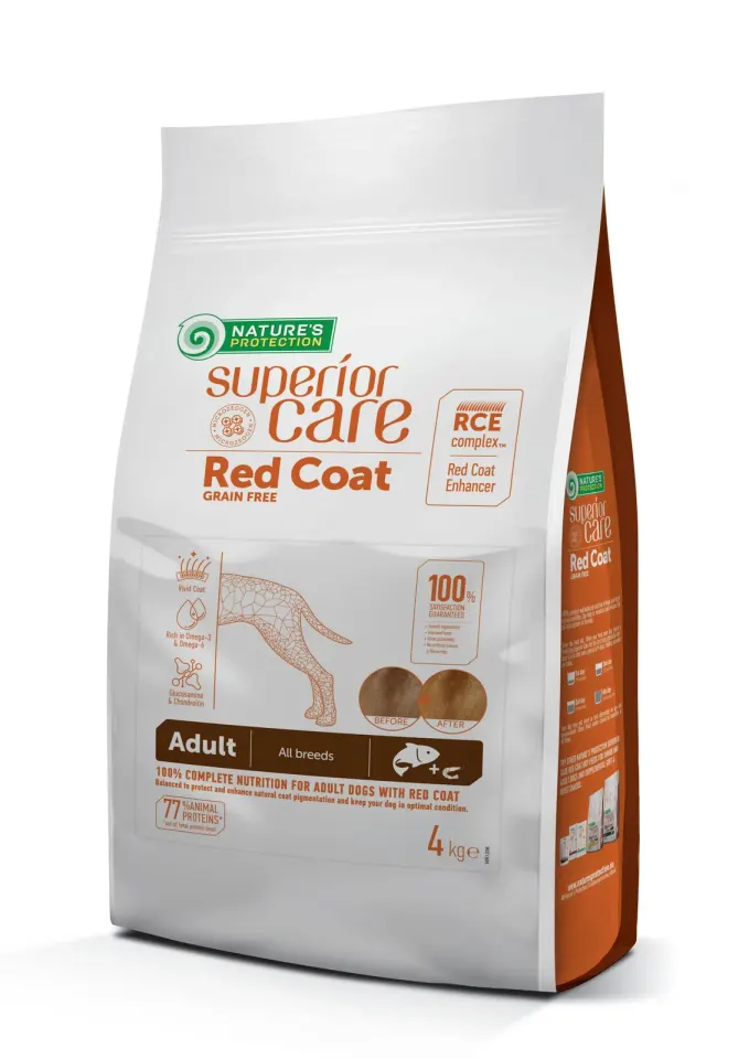 Nature’s Protection Superior Care Red Coat Grain Free Salmon Adult All Breeds Сухий беззерновий корм для дорослих собак усіх порід з рудим забарвленням з лососем, 4 кг