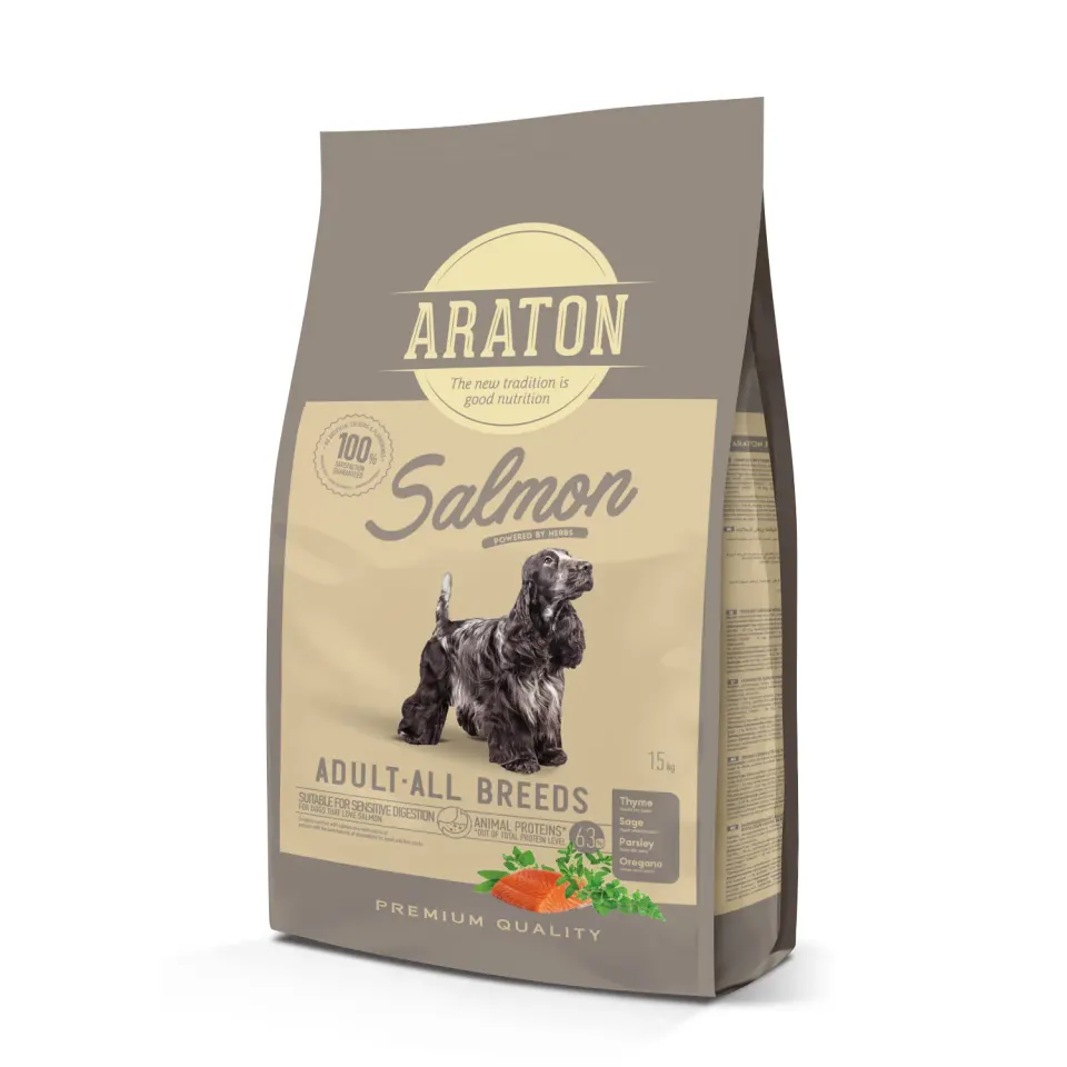 ARATON Salmon Adult All Breeds Cухий корм з лососем для дорослих собак усіх порід 15 кг