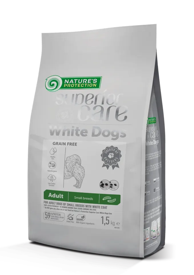 Nature’s Protection Superior Care White Dogs Grain Free Insect Adult Small Breeds Сухий беззерновий корм для дорослих собак малих порід з протеїном комах, 1,5 кг