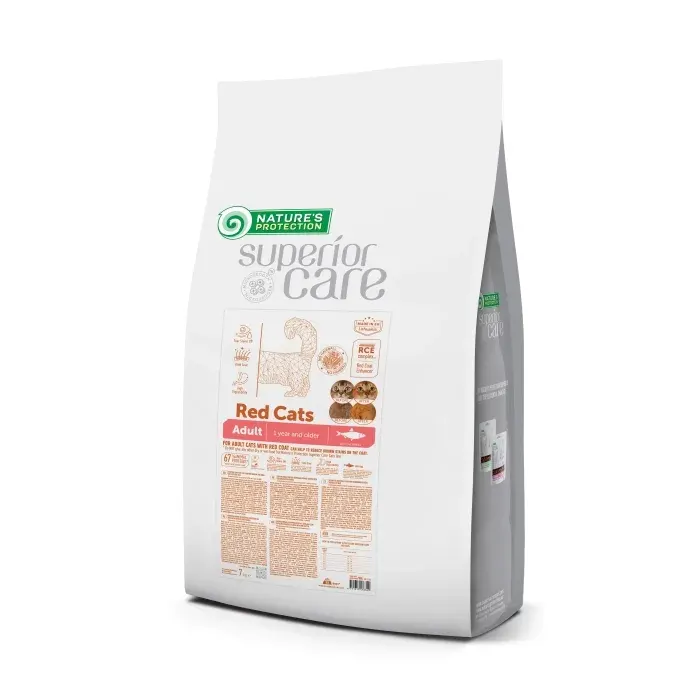 Nature’s Protection Superior Care Red Cats Grain Free Herring Сухий беззерновий корм для дорослих котів із рудим і коричневим забарвленням з оселедцем, 7 кг