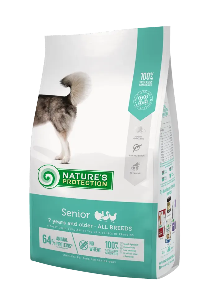 Nature’s Protection Senior All Breed Сухий корм для літніх собак від 7 років усіх порід з м’ясом птиці, 4 кг