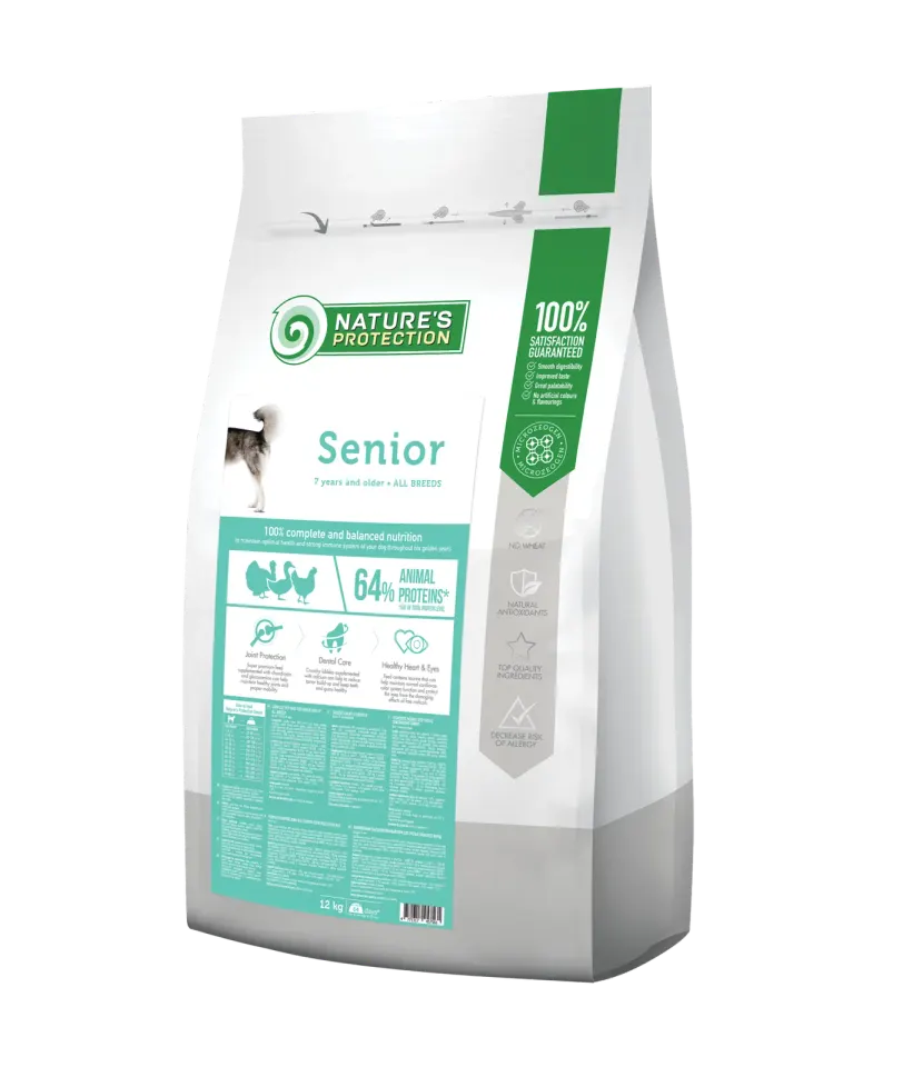 Nature’s Protection Senior All Breed Сухий корм для літніх собак від 7 років усіх порід з м’ясом птиці, 12 кг