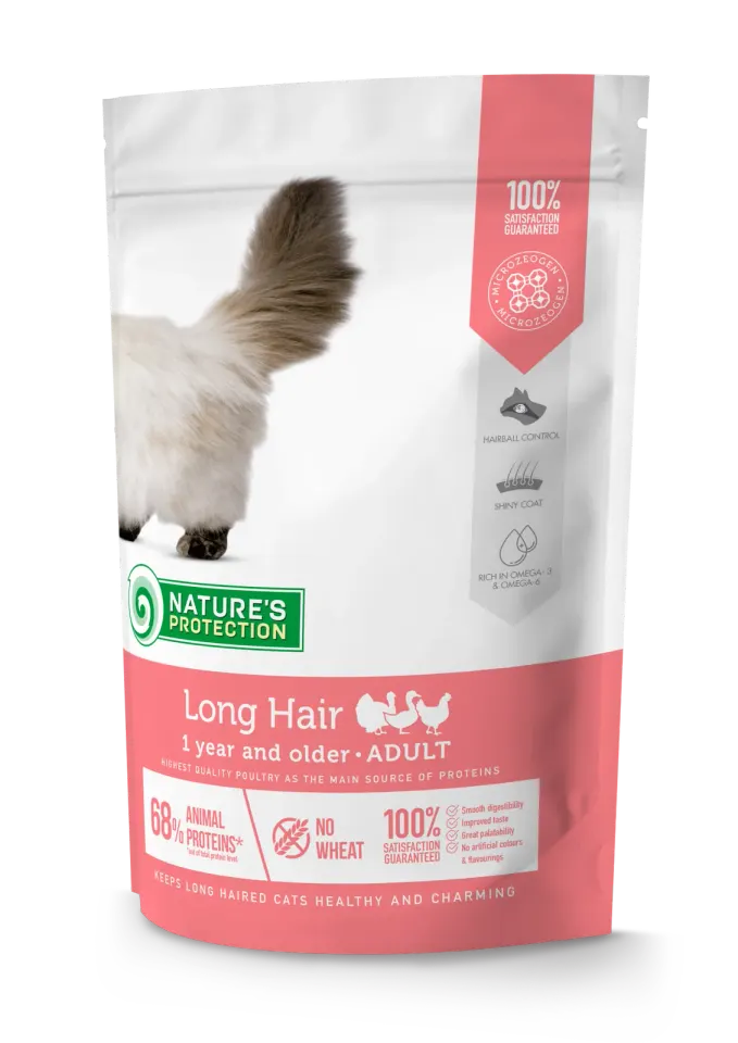 Nature’s Protection Long hair Сухий корм для дорослих котів з довгою шерстю, 400 г