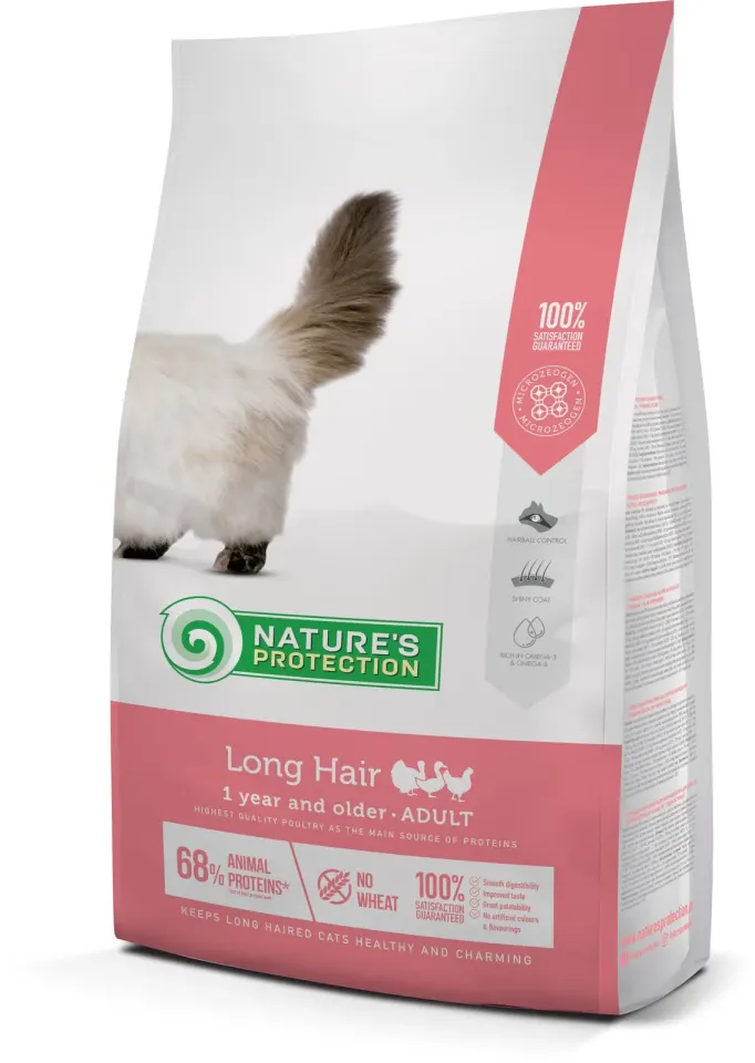 Nature’s Protection Long hair Сухий корм для дорослих котів з довгою шерстю, 2 кг