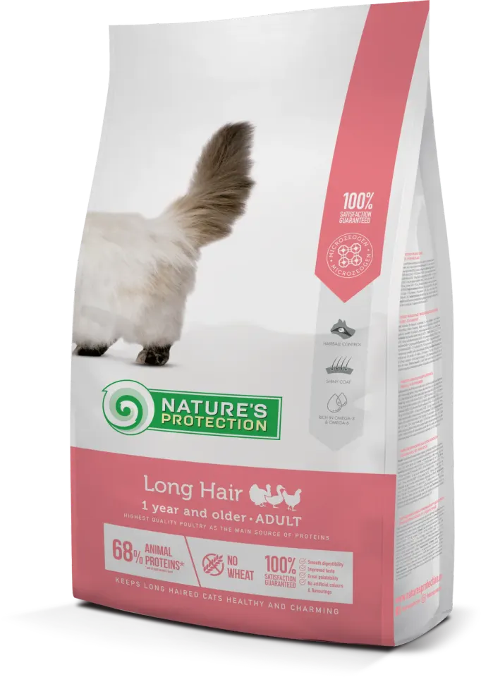 Nature’s Protection Long hair Сухий корм для дорослих котів з довгою шерстю, 7 кг