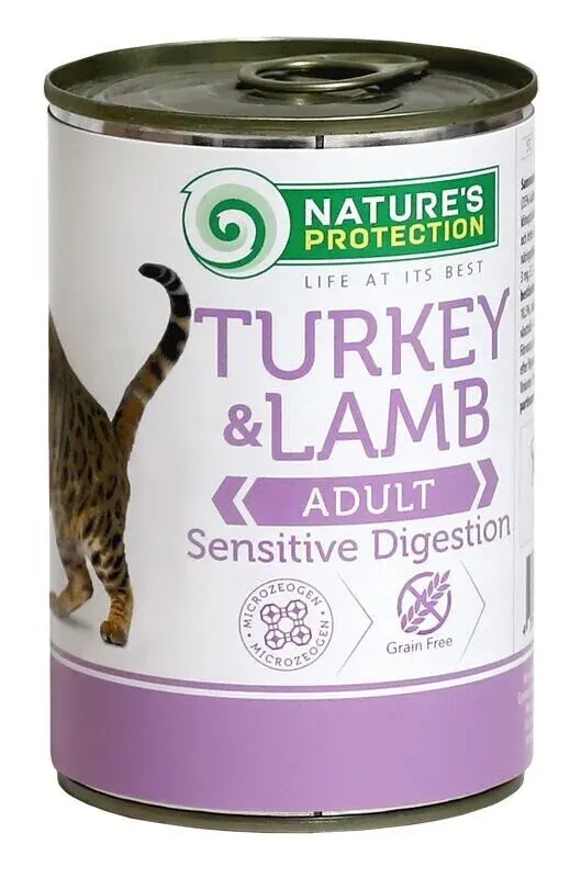 Nature’s Protection Adult cats Sensitive digestion Turkey & Lamb Вологий корм для кoтів з чутливим травленням з індичкою і ягням, 400 г